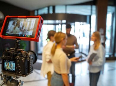 Professional event videography crew filming a corporate event in Atlanta