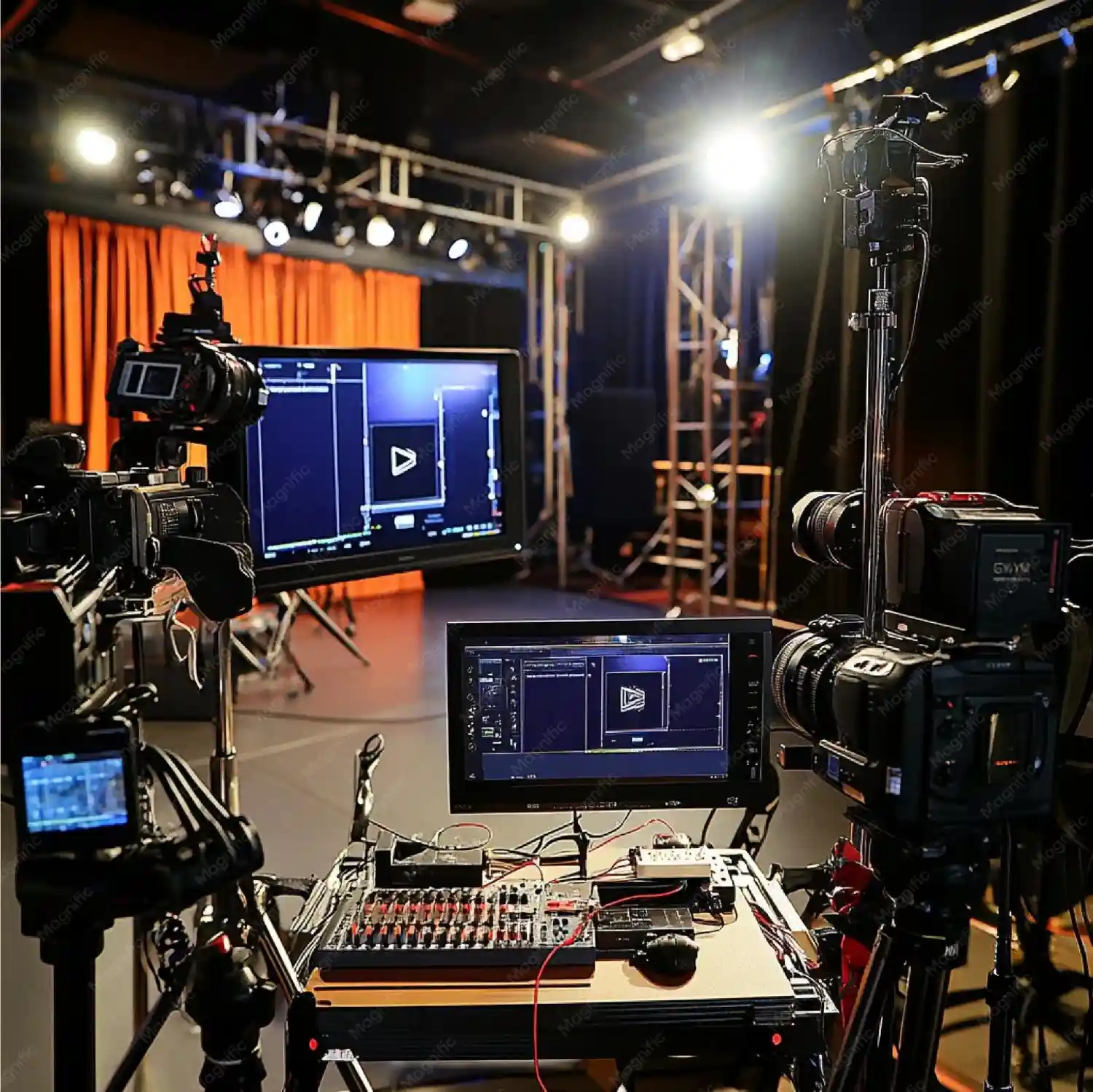 Broadcast switcher and multi-camera control station at a live streamed Atlanta conference