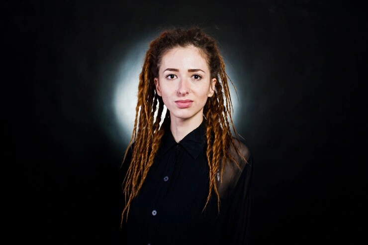 Studio portrait of stylish woman